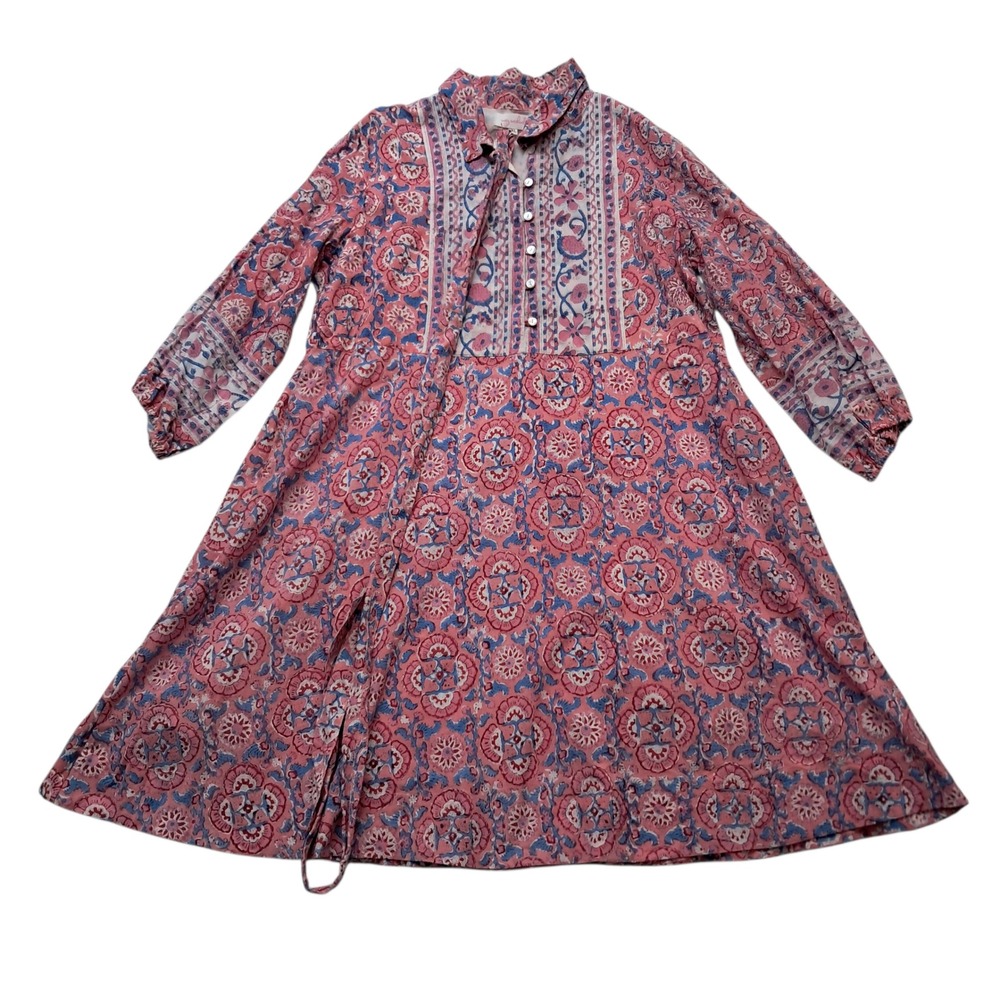 NWOT Mary‎ Marshmallow Dress Women's XL Pink Blue Geometric Boho Spring Easter